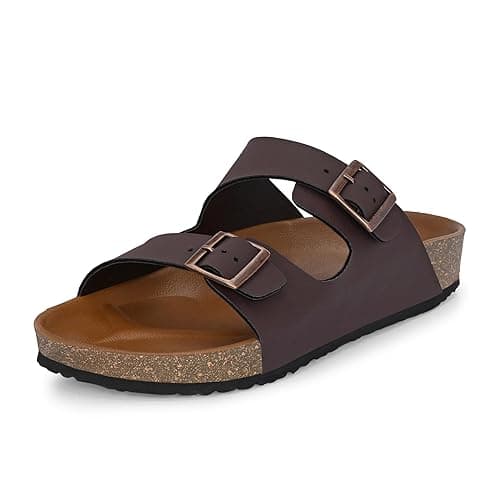 Centrino Sandals for Men | Berkin-Style Slip-On Casual Sandal with Open Toe Design | Comfortable PU Footbed, Arch Support & Lightweight On-Grip Sole for Outdoor Wear (7313)