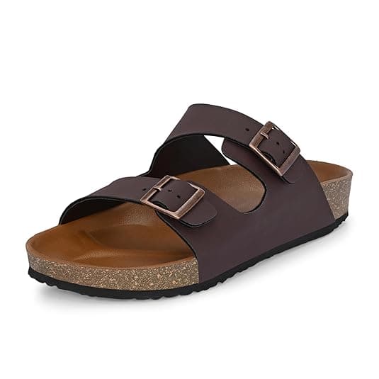Centrino Sandals for Men | Berkin-Style Slip-On Casual Sandal with Open Toe Design | Comfortable PU Footbed, Arch Support & Lightweight On-Grip Sole for Outdoor Wear (7313)