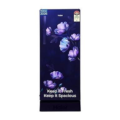 Haier 190L 4 Star Direct Cool Single Door Refrigerator | Toughened Glass Shelves | Fast Ice Making in Just 60 minutes | Large Veg Box| Easy Clean Back (HED-204TMIBA-N, Marine Ivy, Base Stand)