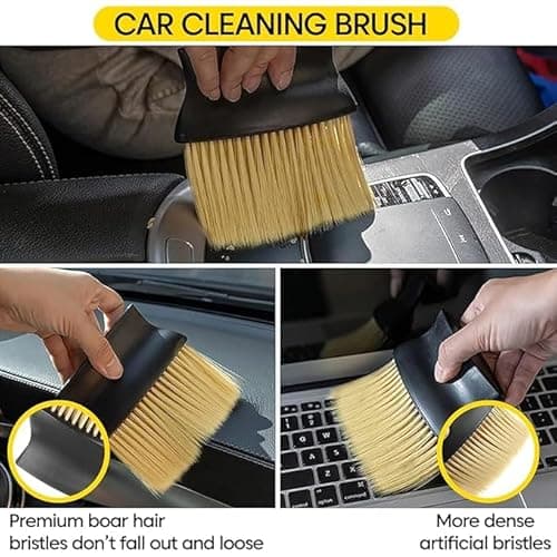Sounce Car Cleaning 5 in 1 Kit Microfiber Duster with Long Handle Cleaning Brush Exteriror and Interiror Cleaner Cloth Ac Vent Cleaner Brush for Car, Motorbike, SUVs with Glass Cleaner Tablets 5