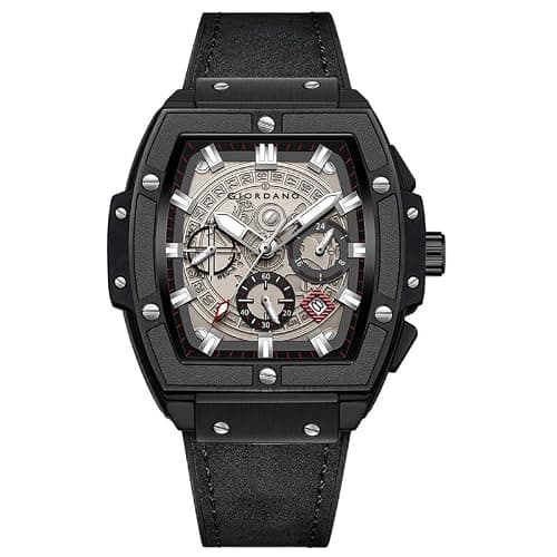 Giordano Gordano Designer Multifunction Watch for Men with Square Dial and Leather Band – Elegant Casual & Formal Style