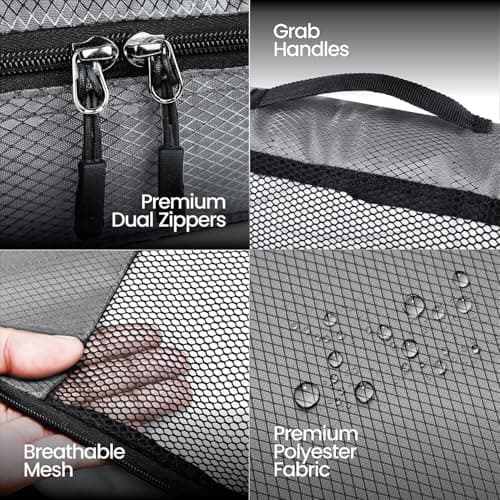 FATMUG Packing Cubes Travel Pouch / Bag Suitcase Organiser Set of 4 ( 2 Medium and 2 Small) - Grey Polyester 4