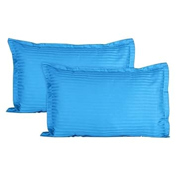 Trance Home Linen 200 TC 100% Cotton Small Size 17x25 inch Satin Stripe Pillow Covers | Pillow Cases | Set of 2 Piece Pillow Covers only |Small Size (Aqua Turquoise Blue, 17 X 25 inch)