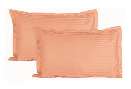 Trance Home Linen 200 TC 100% Cotton Small Size 17x25 inch Satin Stripe Pillow Covers | Pillow Cases | Set of 2 Piece Pillow Covers only |Small Size (Peach, 17 X 25 inch)