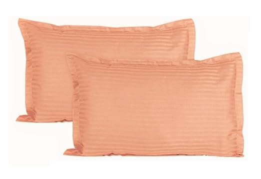 Trance Home Linen 200 TC 100% Cotton Small Size 17x25 inch Satin Stripe Pillow Covers | Pillow Cases | Set of 2 Piece Pillow Covers only |Small Size (Peach, 17 X 25 inch)