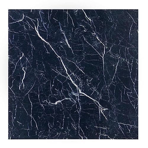 MORADIYA FRESH (LABEL) Marble Tile Sticker, 4 Pcs Flooring Peel And Stick Tiles Waterproof Self-Adhesive Vinyl Floor Sticker Wall Backsplash Stickers Cover Decal For Bathroom, 30X30Cm (Black12 Cms)