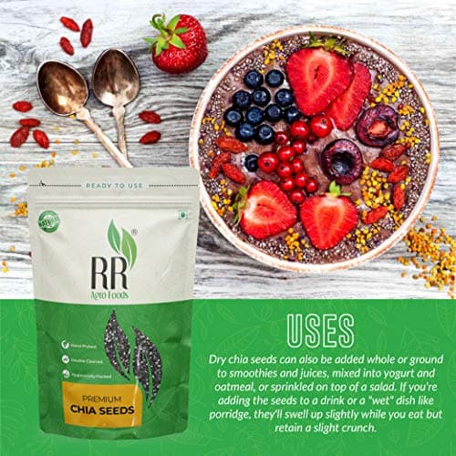 R R AGRO FOODS - Premium Raw Chia Seeds 1 KG | High-Fibre Omega-3 Plant Protein Superfood for Smoothies, Baking & Healthy Recipes | Black Chia Seeds India 4
