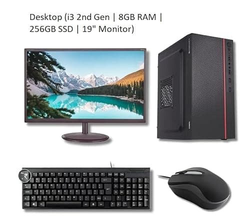 Desktop Computer with Core i3 2nd Gen Processor (Black) | 8GB RAM | 256GB SSD | 19-Inch LED Monitor | Wired Keyboard & Mouse | Preloaded OS | Ideal for Home & Office Use 2