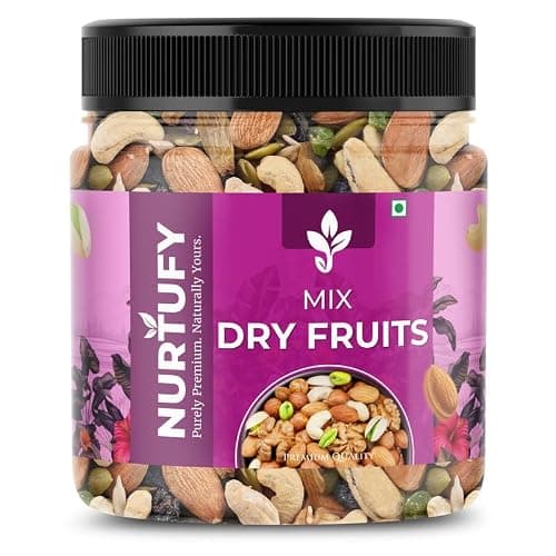 Nurtufy Healthy Mix Dry Fruits and Nuts | Healthy for Every Occasion Dry Fruits Nuts | Almonds | Cashew | Kishmish | Black Raisins Mixed Dry Fruits Healthy Snacks | 250gm