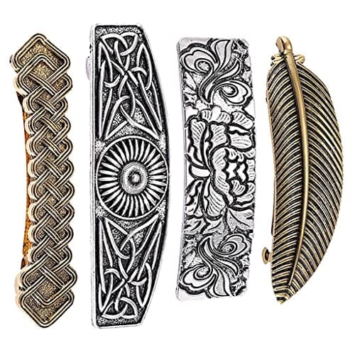 Meadawgs® 4X Barrette Holder Celtic Carved Convex Hair Clip Hair Decor Headress|Clothing, Shoes & Accessories | Womens Accessories | Hair Accessories|4 Pieces Viking Barrette 2