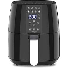 Borosil Best 4.7 L Air Fryer | 4 in 1 Function with QuickFry Technology, Auto Off Function | Air Fryer for Bake, Grill, Roast, Reheat etc. | 90% Less Oil | 2 Year Warranty | Black