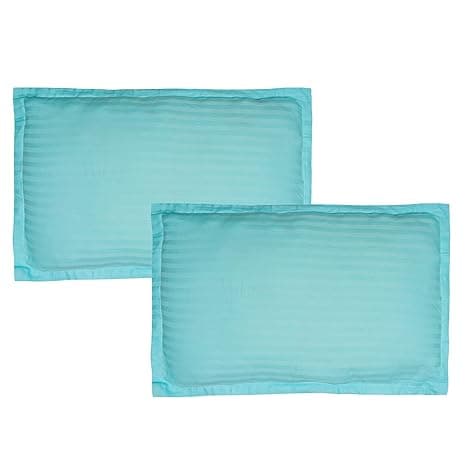 Trance Home Linen 200 TC 100% Cotton Small Size 17x25 inch Satin Stripe Pillow Covers | Pillow Cases | Set of 2 Piece Pillow Covers only |Small Size (Sea Blue, 17 X 25 inch)