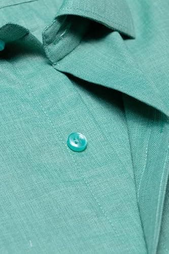 MARK & ALBERT Men's Half Sleeves Cotton Formal Shirt Green 4