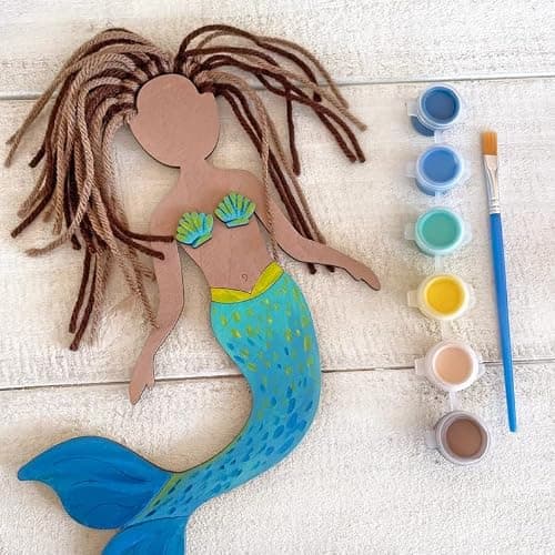 Haoser Mermaid Self-Portrait Craft Kit - Drawing Kit For Kids - Mermaid Theme Birthday Gift Pack Of 5, Multicolor 4