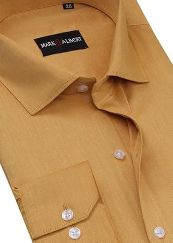 MARK & ALBERT Men's Slim Fit Cotton Formal Shirt Yellow 4