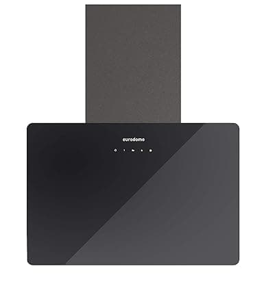 Eurodomo 60 cm 1200 m³/hr angular Kitchen Chimney (HOOD DIAMOND TC BK 60 (EURODOMO), Cassette Filter, Touch Control, Black)
