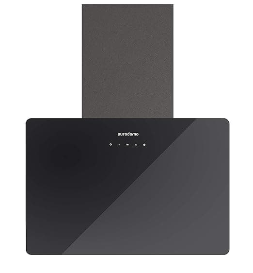 Eurodomo 60 cm 1200 m³/hr angular Kitchen Chimney (HOOD DIAMOND TC BK 60 (EURODOMO), Cassette Filter, Touch Control, Black)