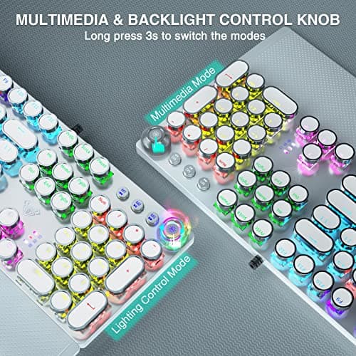 Aula F2088W Mechanical Gaming Keyboard | LED Backlight RGB Wired Keyboard (White | with Handrest | Blue Switch) 5
