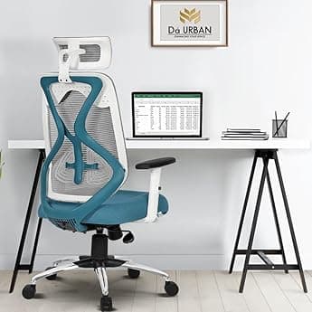 IAFA FURNITURE® Ergolux High Back Ergonomic Office & Study Chair | 3 Year Warranty | Adjustable Height, Tilt Lock, 2D Headrest, Adjustable Arms & Lumbar Support | Nylon Base | DIY | (Red)