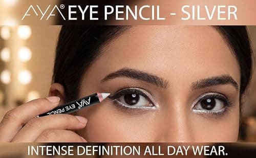 AYA Eye Pencil For Kajal/Eye Liner - Silver 2.8g | Glides Smoothly | Creamy smooth formula | Light weight 2