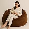 Amazon Brand Solimo Premium Faux Leather Bean Bag, Filled with Beans | Capacity: Upto 6 Ft Height, 120 Kg Weight | 3XL |Brown