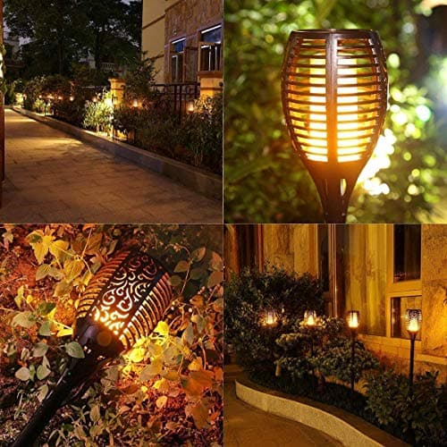 XERGY ABS Solar Lights Waterproof Dancing Fire Mashaal Flame Torch Lights 96 Led 2200 mAh Battery Lantern Landscape Decoration Lighting Dusk to Dawn Auto On/Off (Large, Pack of 1) 5