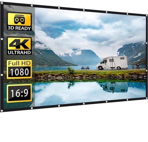 SAVSOL 60 Inch Portable Projector Screen HD 16:9 White Video Projection Foldable Eyelet for Home Theater Movies Indoors Outdoors M+9