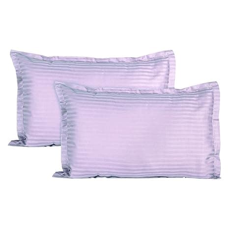 Trance Home Linen 200 TC 100% Cotton Small Size 17x25 inch Satin Stripe Pillow Covers | Pillow Cases | Set of 2 Piece Pillow Covers only |Small Size (Lilac Purple, 17 X 25 inch)