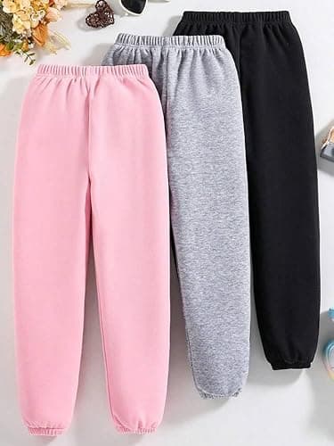 LILY & JADE Girls' Pure Cotton Printed Jogger Track Pants (Pack of 3) – Soft & Comfortable Kids Bottomwear (in, Age, 5 Years, 6 Years, Regular, Standard, Flower & Cat, Unicorn) 2