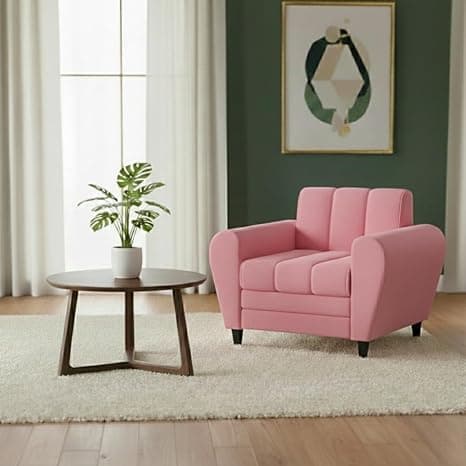 Torque Bali 1-Seater Fabric Sofa for Living Room (Pink) | 1-Seater Sofa Chair | One Seater Sofas for Bedroom Outdoor Office Garden Balcony 1 Year Warranty