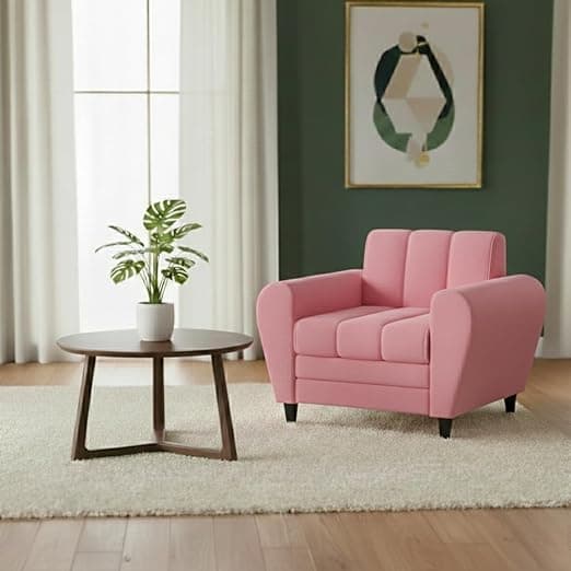 Torque Bali 1-Seater Fabric Sofa for Living Room (Pink) | 1-Seater Sofa Chair | One Seater Sofas for Bedroom Outdoor Office Garden Balcony 1 Year Warranty