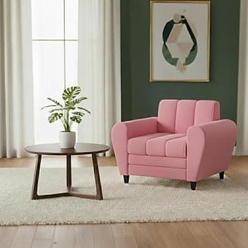 Torque Bali 1-Seater Fabric Sofa for Living Room (Pink) | 1-Seater Sofa Chair | One Seater Sofas for Bedroom Outdoor Office Garden Balcony 1 Year Warranty