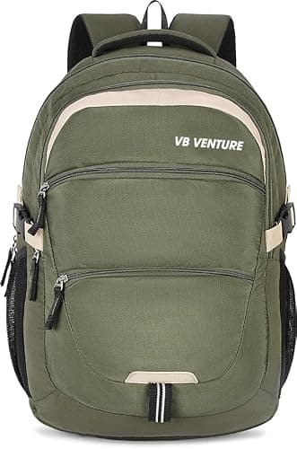 VB VENTURE Large 40 L Laptop Backpack Stylish & Sustainable Bag for Every Occasion (Black) (Olive)