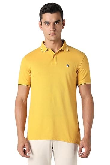 Van Heusen Men's Cotton Solid Regular Fit Collar Polo T-Shirt