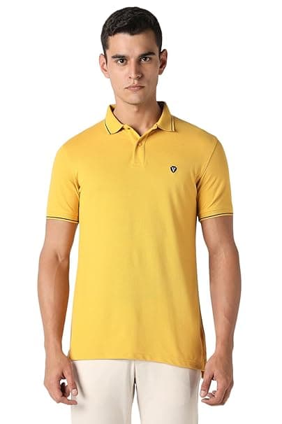 Van Heusen Men's Cotton Solid Regular Fit Collar Polo T-Shirt