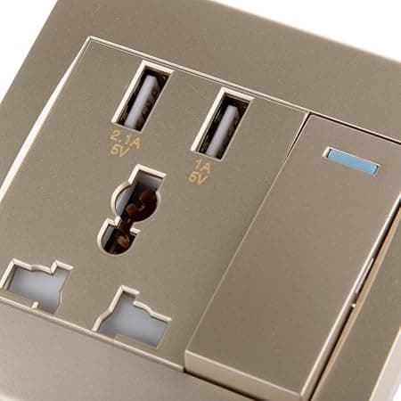 CLUB BOLLYWOOD®Gold 2.1A 2 USB Wall Socket Charger Power Panel Receptacle 3 Outlet Switch|Home & Garden | Home Improvement |Home & Garden| 1X Wall Power Supply USB Socket 2X Screws