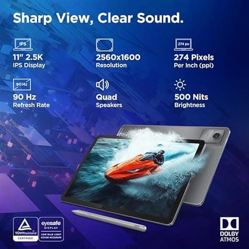 Lenovo Idea Tab Smartchoice with Pen|5G + Wi-Fi|11 Inch,2.5K Display, 500 Nits Brightness|8GB RAM + 256GB ROM(Expandable Up to 2 TB)|Mediatek Dimensity 6300|Android 15|4-Speakers with Dolby Atmos,Grey 5