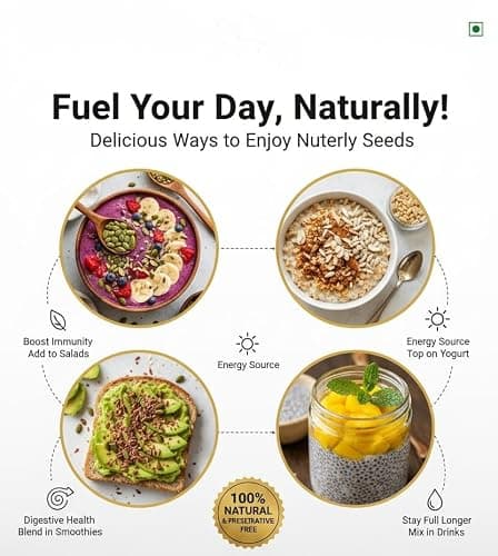 Super Seeds Combo –1kg | Chia, Pumpkin, Sunflower & Flax Seeds | High Protein, Fiber & Omega 3 Rich | Natural Superfood Mix for Weight Loss, Energy & Immunity (250gms Each (Total 1kg) 4