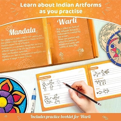 Imagimake DIY Indian Art Forms | 20+Craft Projects | 5 Art Forms - Mandala,Madhubani,Lippan,Warli & Block Printing | Art & Craft Kit | Birthday Gift for Girls & Boys Ages 8,9,10,11,12 4