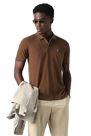 Van Heusen Men's Cotton Solid Regular Fit Collar Polo T-Shirt