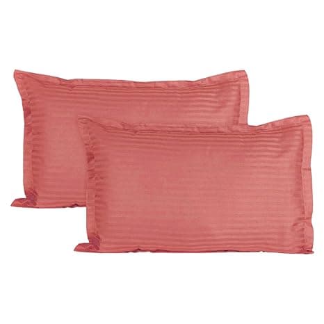 Trance Home Linen 200 TC 100% Cotton Small Size 17x25 inch Satin Stripe Pillow Covers | Pillow Cases | Set of 2 Piece Pillow Covers only |Small Size (Copper Rust, 17 X 25 inch)