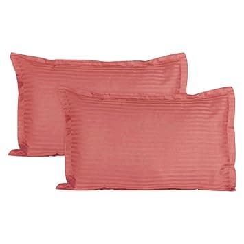 Trance Home Linen 200 TC 100% Cotton Small Size 17x25 inch Satin Stripe Pillow Covers | Pillow Cases | Set of 2 Piece Pillow Covers only |Small Size (Copper Rust, 17 X 25 inch)