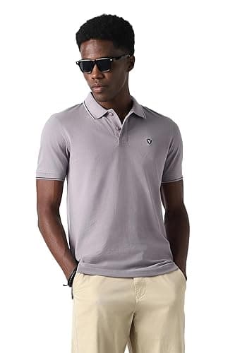 Van Heusen Men's Cotton Solid Regular Fit Collar Polo T-Shirt