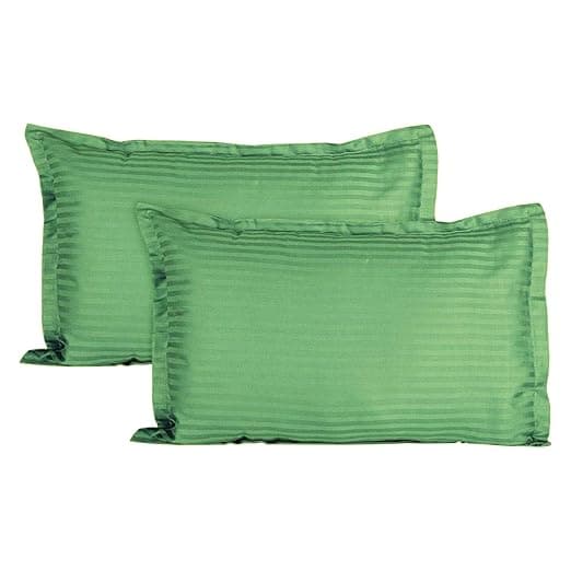 Trance Home Linen 200 TC 100% Cotton Small Size 17x25 inch Satin Stripe Pillow Covers | Pillow Cases | Set of 2 Piece Pillow Covers only |Small Size (Moss Green, 17 X 25 inch)