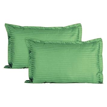 Trance Home Linen 200 TC 100% Cotton Small Size 17x25 inch Satin Stripe Pillow Covers | Pillow Cases | Set of 2 Piece Pillow Covers only |Small Size (Moss Green, 17 X 25 inch)