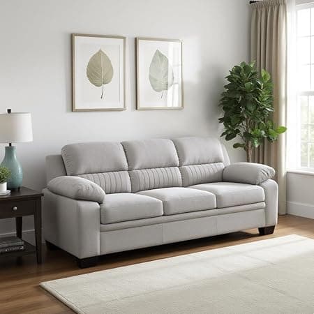 Torque - Jett Luxurious Fabric 3 Seater Sofa for Living Room (Light Grey) | Wooden 3 Seater Sofa Bed Couch for Bedroom Hall Festival Gift | 1 Year Warranty