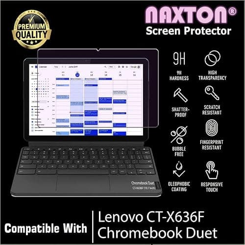 NAXTON® ® 9H Screen Protector for Lenovo Chromebook Duet CT-X636F (10.1 inch) [Bubble Free], [Anti-Scratch] -NOT A TEMPERED GLASS 4