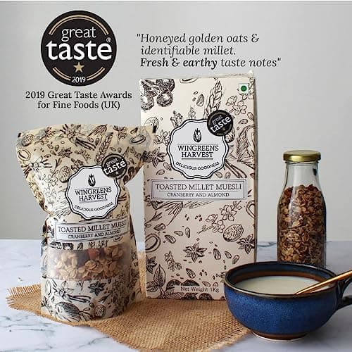 Wingreens Harvest Toasted Millet Muesli 250 g, Cranberry & Almond, Natural, Breakfast Cereal, Healthy Gluten-Free Cereals with Whole Grains, Dried Fruits, Nuts and Seeds, No Artificial Preservatives 5