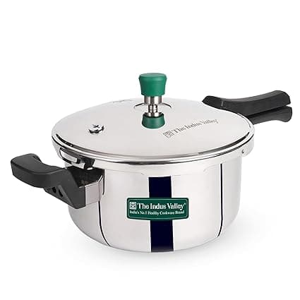 The Indus Valley Triply Stainless Steel 5 Litre Pressure Cooker/Pressure Pan - Outer Lid | Also Use As Deep Fry Pan | Induction Friendly | ISI-Certified, 3-Layer Body, Toxin-Free, 5 Y Warranty