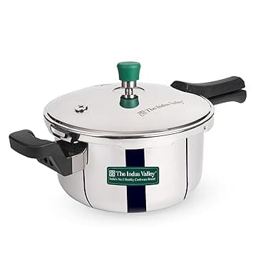 The Indus Valley Triply Stainless Steel 5 Litre Pressure Cooker/Pressure Pan - Outer Lid | Also Use As Deep Fry Pan | Induction Friendly | ISI-Certified, 3-Layer Body, Toxin-Free, 5 Y Warranty